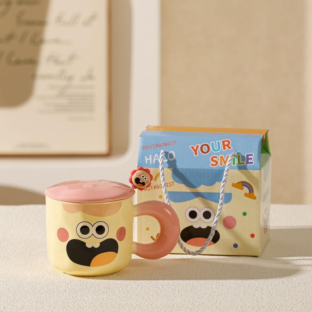 Cute and Cute Smiling Face Ceramic Cup Clown Funny Cute Water Cup Birthday Gift