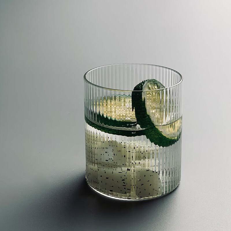 Ins Style Vertical Striped Heat-Resistant Glass Teacup Set (5-Pack)