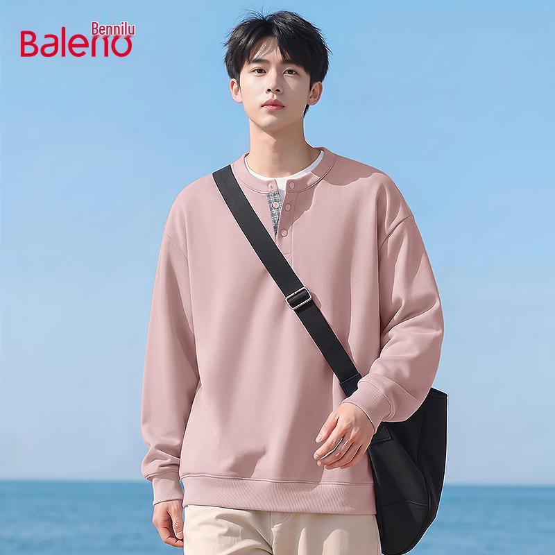 Baleno Heren Oversized Henley Nek Pullover Sweatshirt