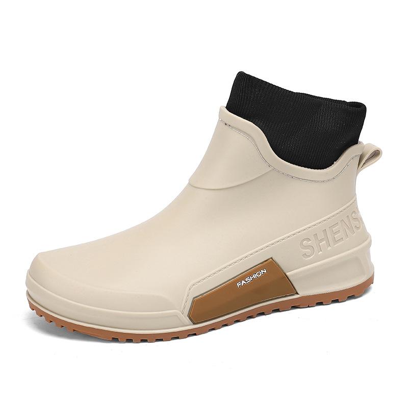 Winter warm and velvet couple waterproof rain shoes Kitchen back chef shoes waterproof shoes Short men's and women's rain boots