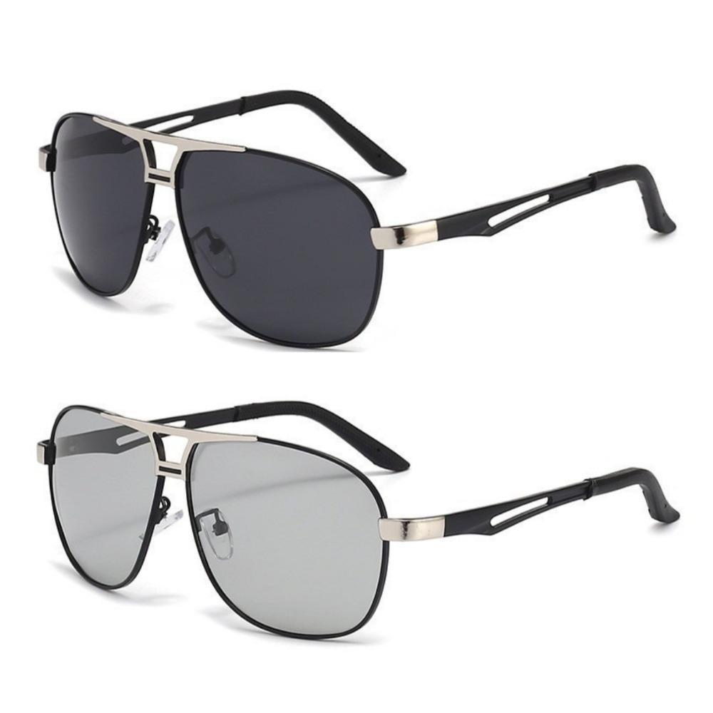 2PCS Pochromic Polarized Sunglasses UV400 Color-changing Lens for Men Anti-glare Driving Eyeglasses for Day and Night Using