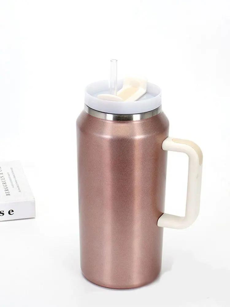 

Автомобильная кружка 64 унции с ручкой, изоляционная кружка, большая вместимость, сохранение холода, соломинка, стакан для льда, бутылка для воды из нержавеющей стали, термос 64oz