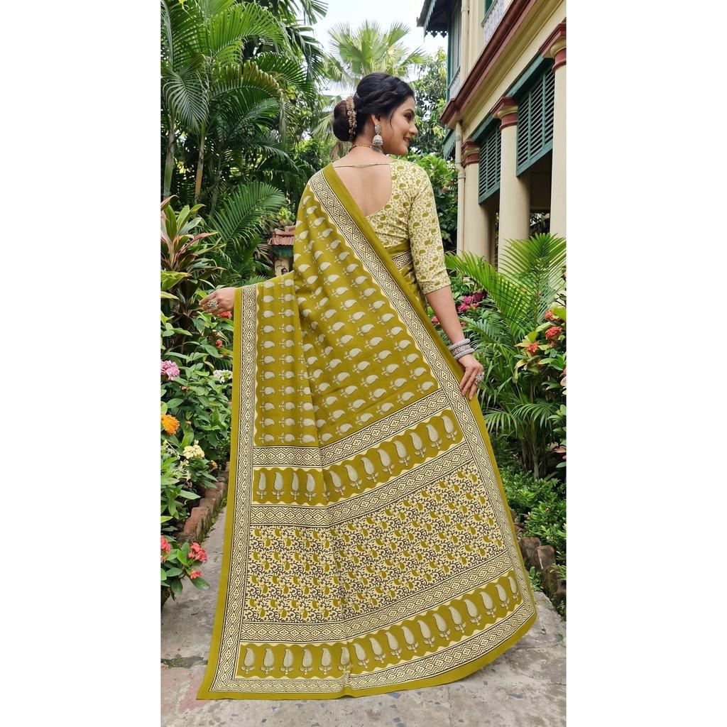 New Launch Beautiful Bagru Printed Saree Collection