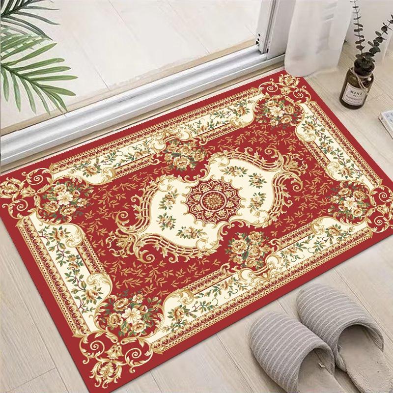 

MINISO Retro European Style Red Carpet Living Room Sofa Bedroom Bedside Study Entrance Door Mat Non-slip Home Decoration Rug 40x60cm