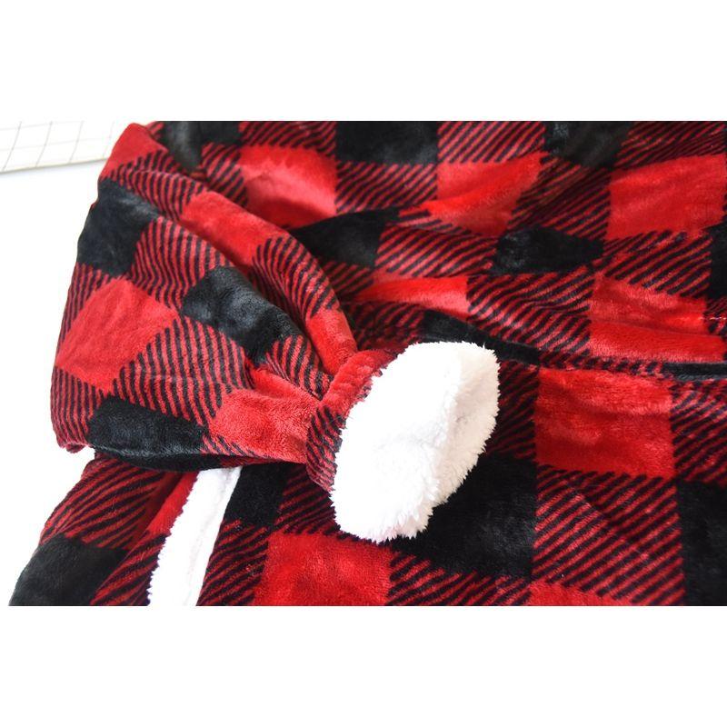 Export Single Winter Double Layer Thickened Flannel Heattech Hooded Pajamas Nightgown Lengthened Plus Size Couple Home Wear
