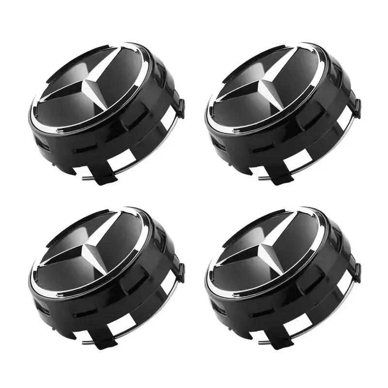 New 4pcs 75mm For Mercedes Benz Black Red Raised Car Styling Wheel Center Cap Hub Covers Badge Car Accessories AMG A00040009001