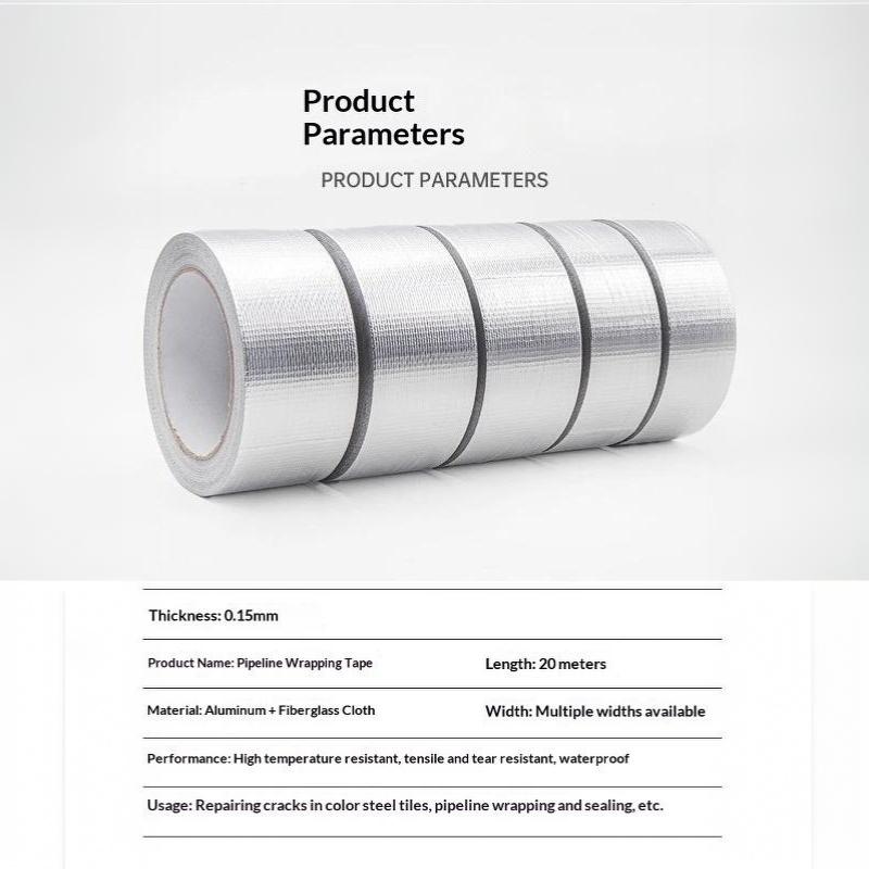 Exhaust Pipe Insulation Tape Exhaust Heat Tape Manifold Downpipe High Temperature Bandage Tape Silver Adhesive Tape