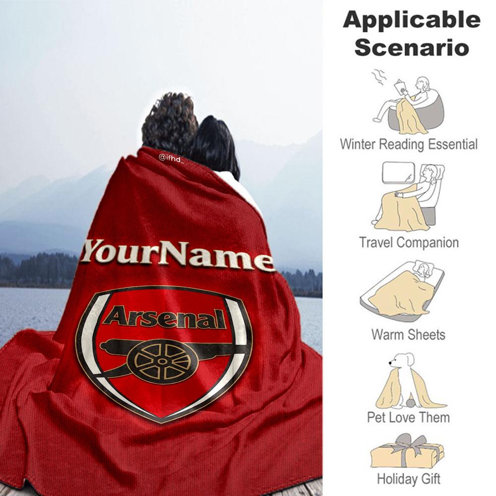 Arsenal Customize Your Name Blanket Throw Personalized Blanket Comfortable Versatile for Living Room Livingroom Office Home Decor Ideal for All Season
