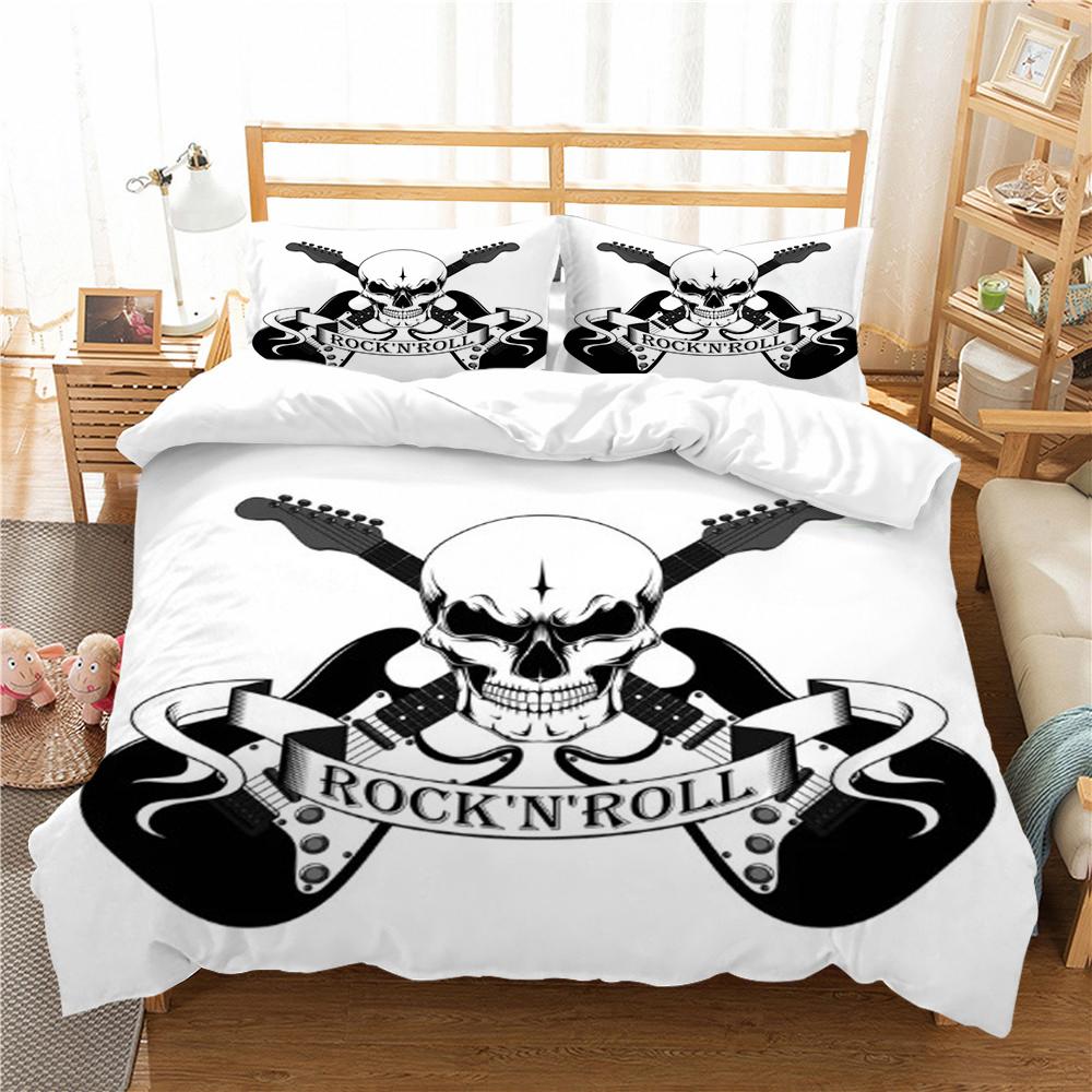 3D Skull Printing Duvet Cover Set Cartoon Bedding Set Highend Pillowcase Children Bedding Suit Single Size Double Size Bed Cover