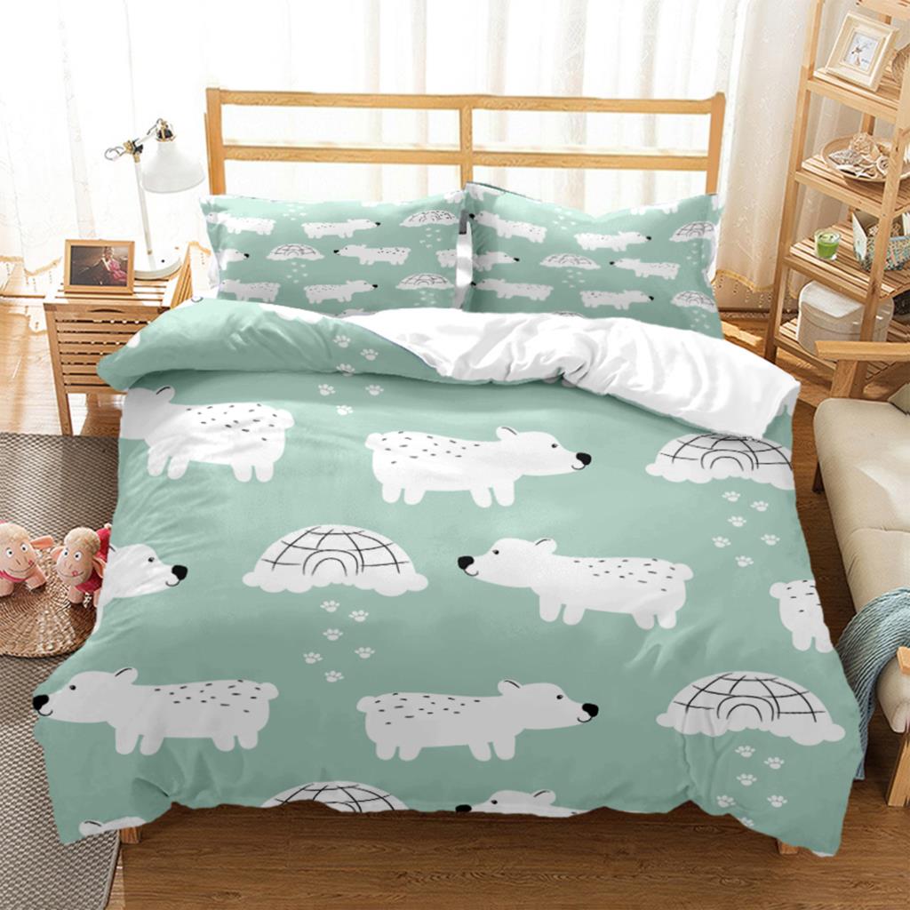 Cartoon Little Bear HD Print Bedding SetKing Size Bedding Setgirl's Bed Double Bed Duvet Covers Pillowcase Bedding Set