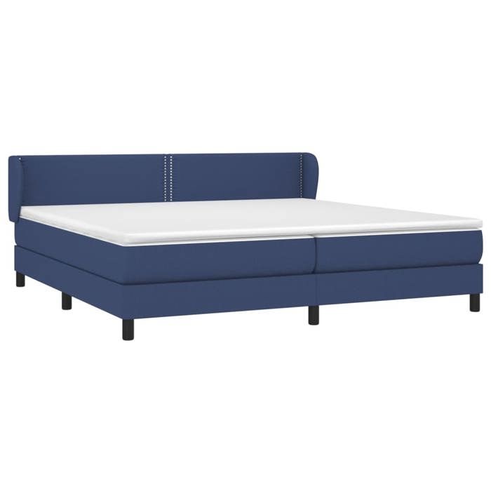 3126195 vidaXL Lit à sommier tapissier avec matelas Bleu 200x200 cm Tissu