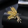 Weiman Trendy Plant Wheat Ear Corsage Lapel Pin Zinc Alloy Rhinestone Crystal Diamond Brooches for Girls Perfect Gift