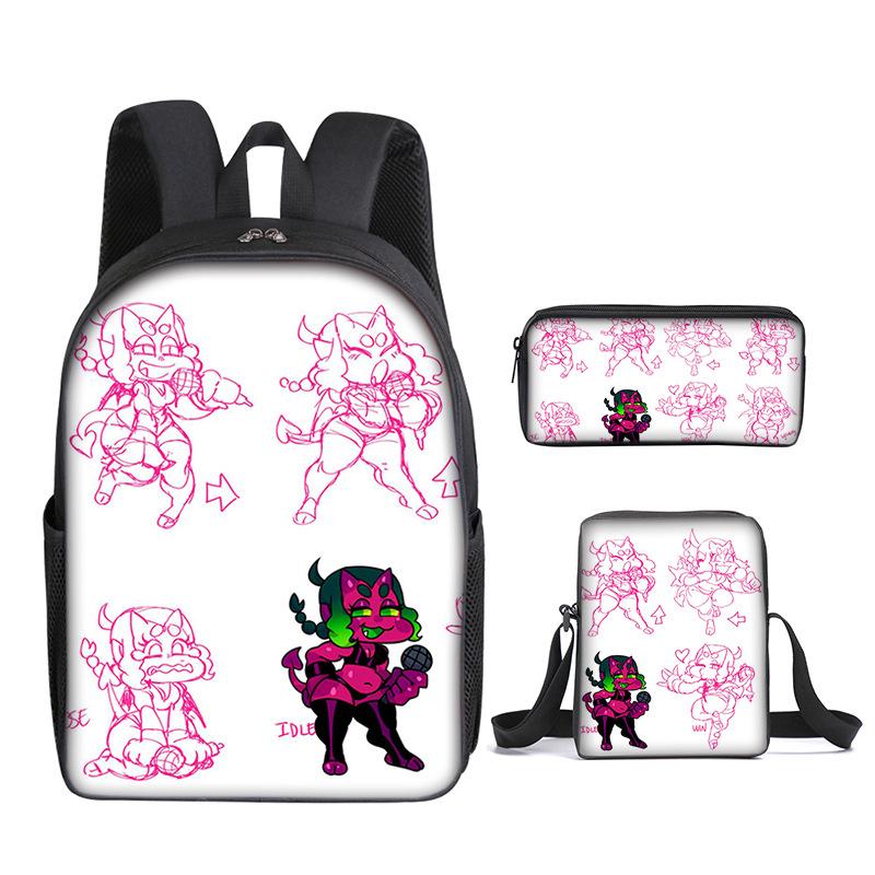 Classic Funny Friday Night Funkin 3D Print 3pcs/Set Pupil School Bags Laptop Daypack Backpack Inclined Shoulder Bag Pencil Case