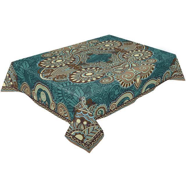 Baroque Flower Leaves Round Tablecloth Waterproof Wedding Table Decor Tablecloth Kitchen Dinning Table Cover