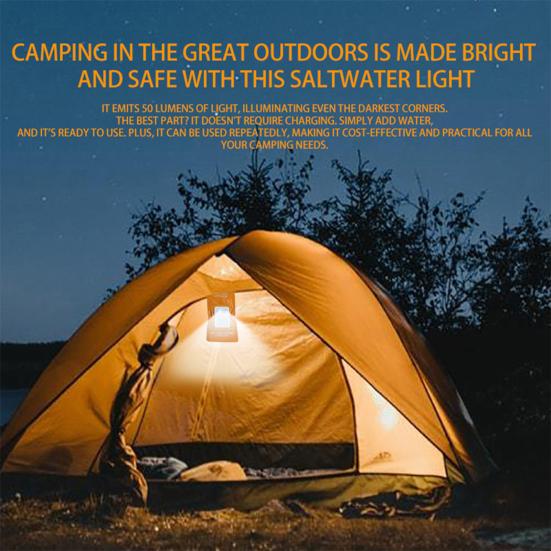 LED Emergency Camping Lamp 50LM Portable Energy Saving Lamp Salt Water Lantern Waterproof Reusable Travel Supplies for Camping Outdoor Activities