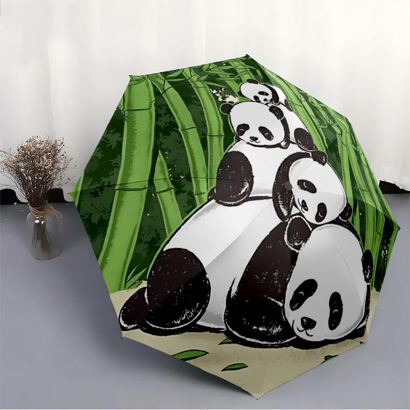 1 Stück Panda-Familie Automatisches Öffnen/Schließen, Ganzjahres-Tragbarer Faltregenschirm für Damen & Herren, Reisen, Alltag, Formelle Anlässe - Kompakter Luxus-Sonnenschirm, Outd