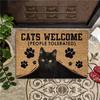 Welcome Tabby Cat Print Doormat Washable Decor Rug for Living Room Bedroom Kitchen Indoor Entryway Cat-themed