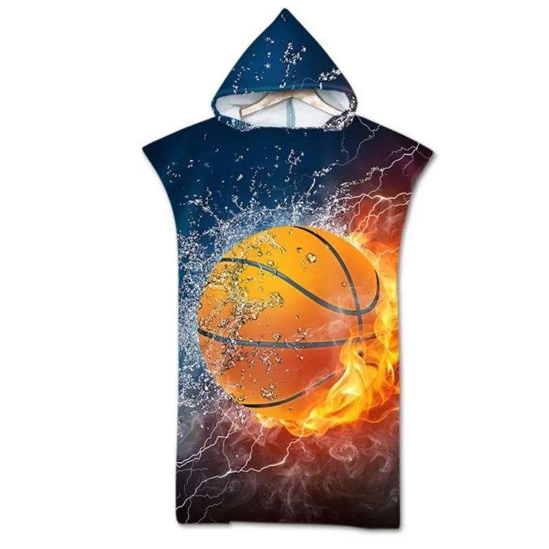 Geometric Beach Towel Soft Microfiber Quick Dry Large Bath Towels Hooded Cloak Wetsuit Adult Kid Poncho Bathrobe For Swim Surf