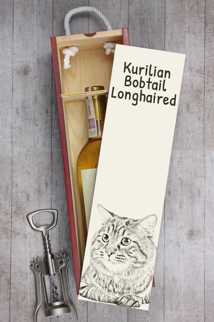 Kurilský bobtail dlouhosrstý - vinná krabička s kočkou, krabička na alkohol s grafikou, personalizovaná dárková krabička od značky Art-Dog