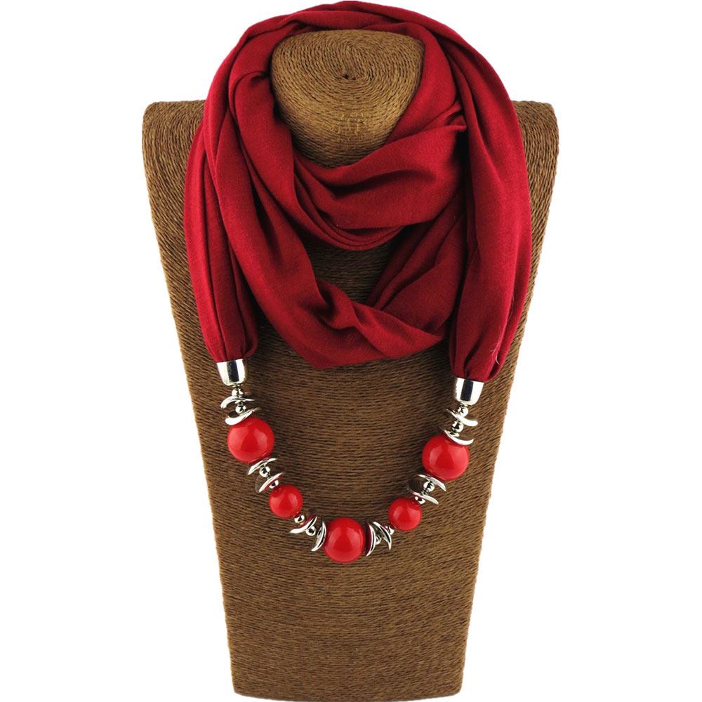 Ladies' Ethnic Style Scarf Accessory, Gorgeous Bead Ring Design, Necklace Scarf Two In One Fashion Accessory