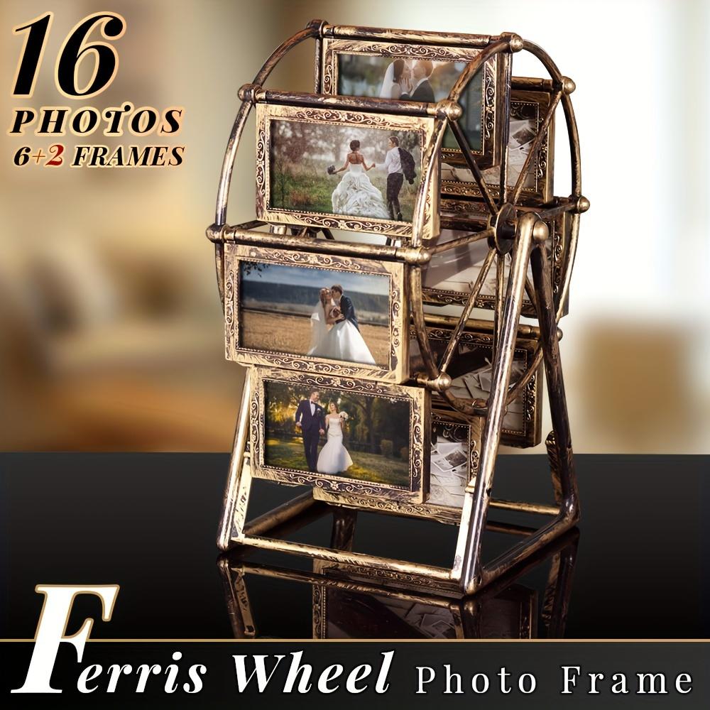 Vintage Rotating Ferris Wheel Photo Frame - 8pcs 4 Inch Picture Frames Desk Decor Gift