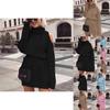 Premium Quality Autumn And Winter Mid Length High Collar Off Shoulder Sweater Dress Mini Dress For Effortless Style