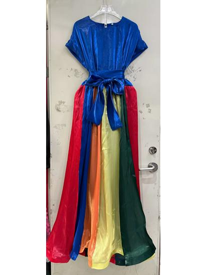 Elegant Pleated Patchwork Dress: African & Western Style for Women