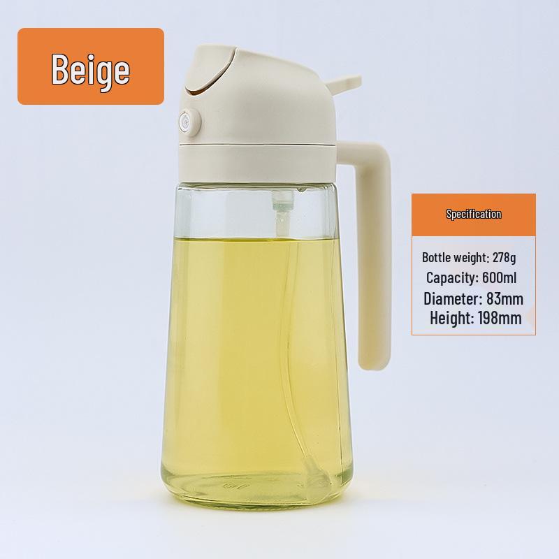 Large Capacity Dual-Use Glass Oil Bottle - Pour & Spray with No-Drip Atomizing Feature for Kitchen.
