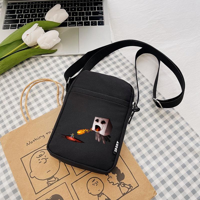 Printing Minecraft Pattern Canvas Single Shoulder Crossbody Bag Gift Fashion