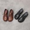 2023 Autumn Women's Genuine Leather Round Toe Lace-Up Flats with Soft Sole and Low Heel