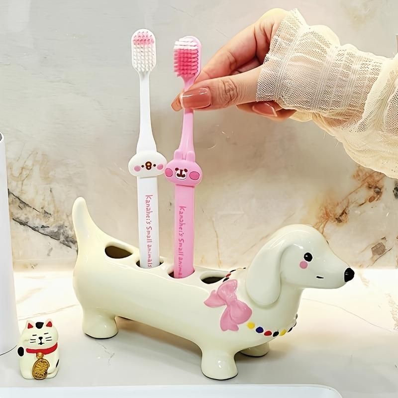 Cute Dachshund Shaped Toothbrush Holder, Creative Bathroom Organizer for Family Daily Use & Home Decor