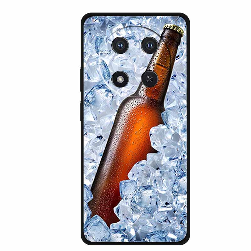 For Honor X9c Case X 9 c Coque Flowers Black Silicone TPU Soft Back Cover For Honor Magic 7 Pro Magic7 5G lite Phone Case Funda