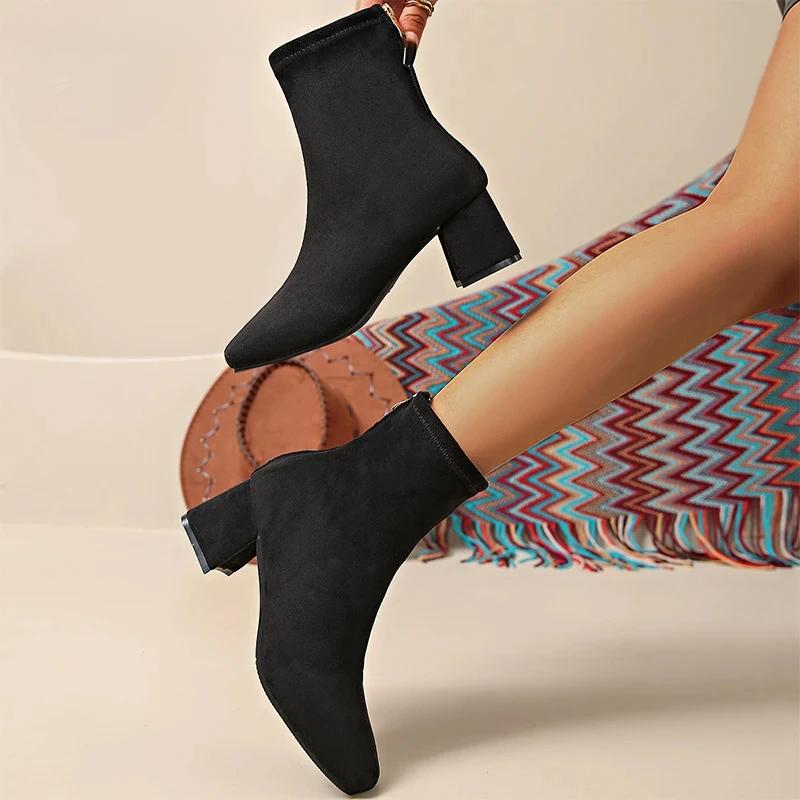 Größe 43 Damen Leopard Klobige Stiefeletten Sexy Hohe Absätze Mode Schuhe Frau Trend Chelsea Boots Winter Pumps Neu