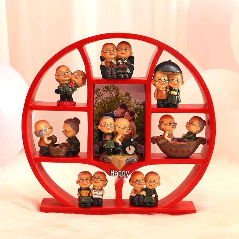 Newlywed Desktop Ornament Set with Photo Frame - Creative Resin Wedding Room Decoration 30*5*30cm