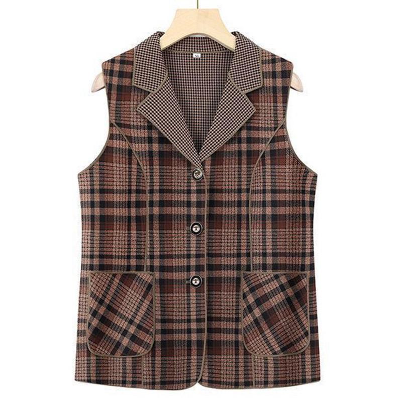 

Жилет для женщин из хлопка, осенне-зимний, безрукавный, вязаный, жилет-свитер, свободный, утолщенный, повседневный, с V-образным вырезом XXXXXL коричневый