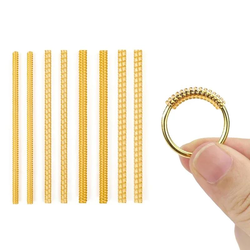8 Stück Unsichtbarer Ringgrößenversteller, Elastisches Federseil & Gummipad für lockere Ringe, Harzbefestigungselement, Universelle Passform