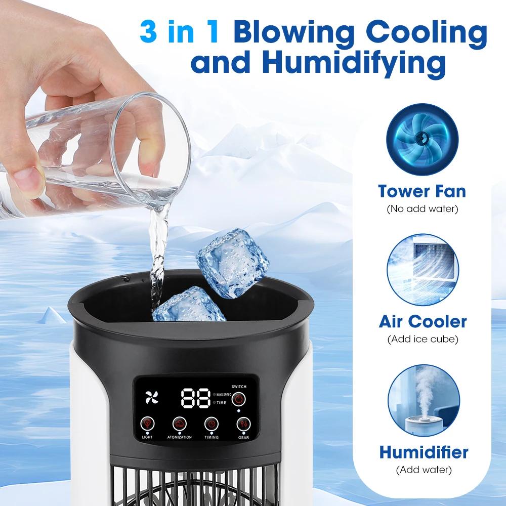 3 In 1 Household Fan Air Conditioner Portable 6-gear Air Cooler LED Night Light Humidifier Air Adjustment Fan Office Home Fan