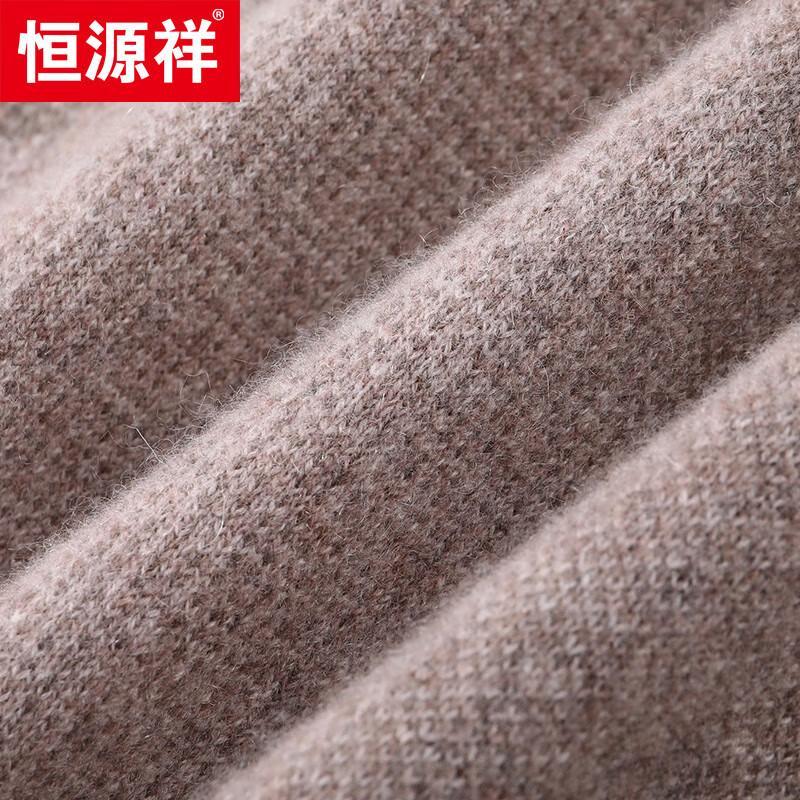 Hengyuanxiang Men's 100% Cashmere Round Neck Thick Knit Sweater