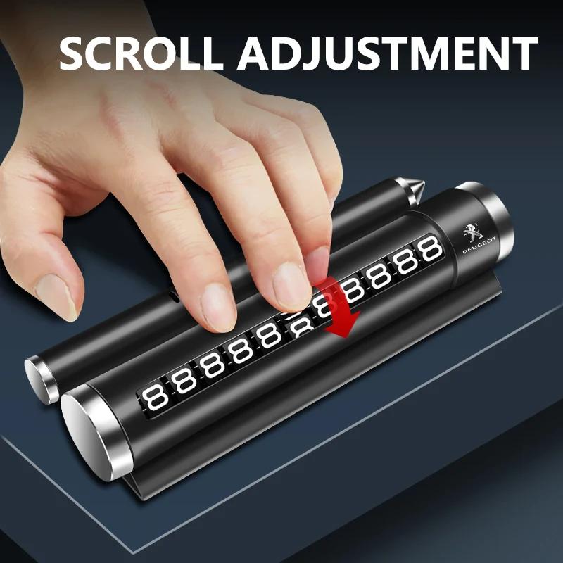 For Peugeot Metal Car Temporary Parking Card Rotate Phone Number Plate Parking Card For Peugeot 206 207 307 3008 308 407 408 508