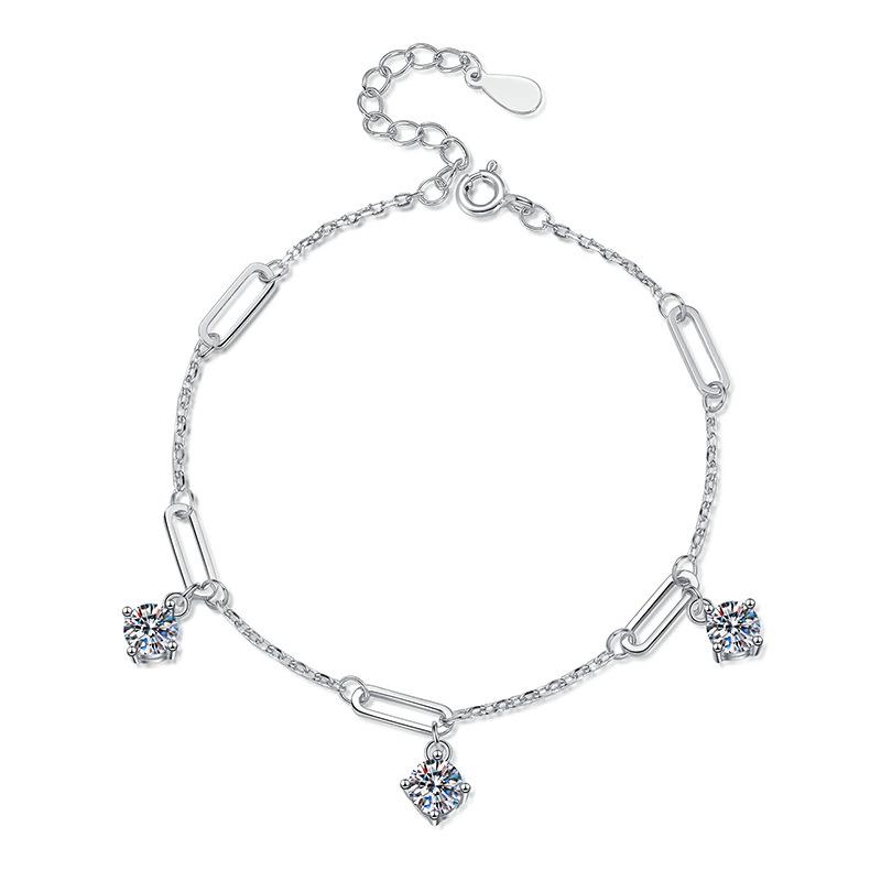 S925 Sterling Silver Bracelet, Mozzarella Diamond Bracelet For Women, Versatile Niche 1.5 Carat D Color Moissanite Bracelet For Women