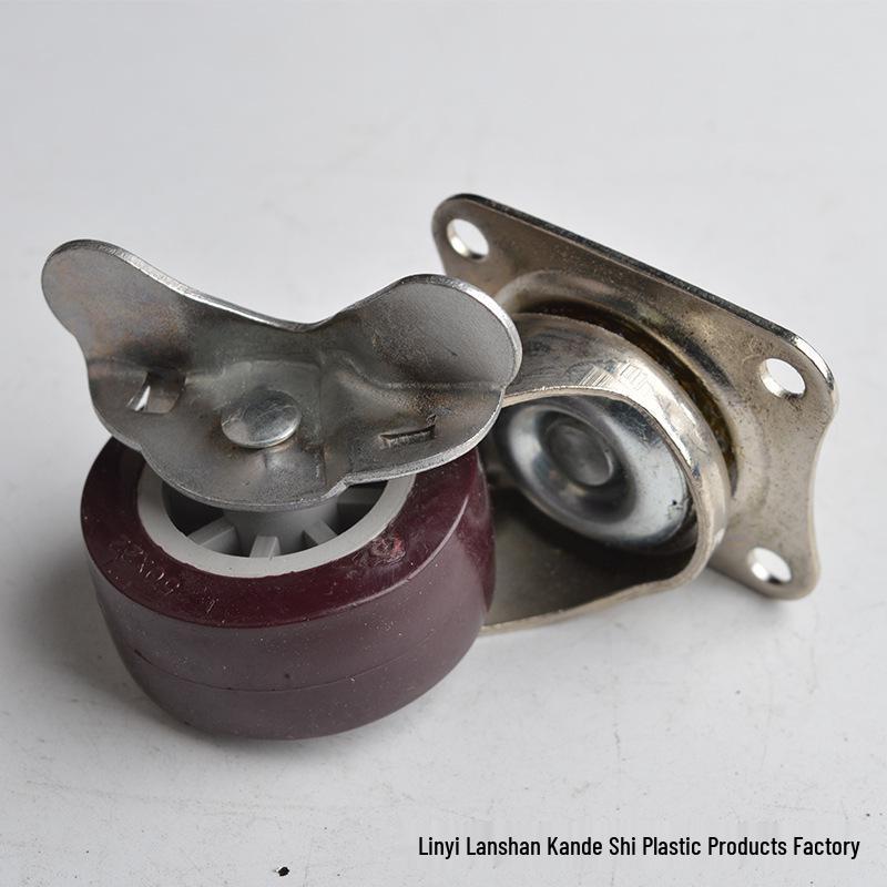 Flat-Edge Swivel Caster with Polyurethane Wheel and Brake