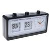 Classical Retro Mechanical Alarm Clock with Manual Flipped Calendar Date Day Time Display for Living Room or Office