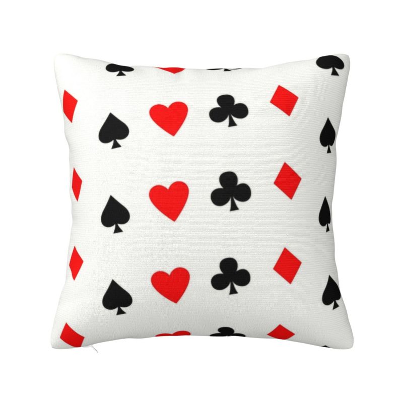 Funny Poker Pattern Throw Pillow Decor Home Card Game Players Modern Cushion Cover Square Pillowcase 30x30cm 12x12in