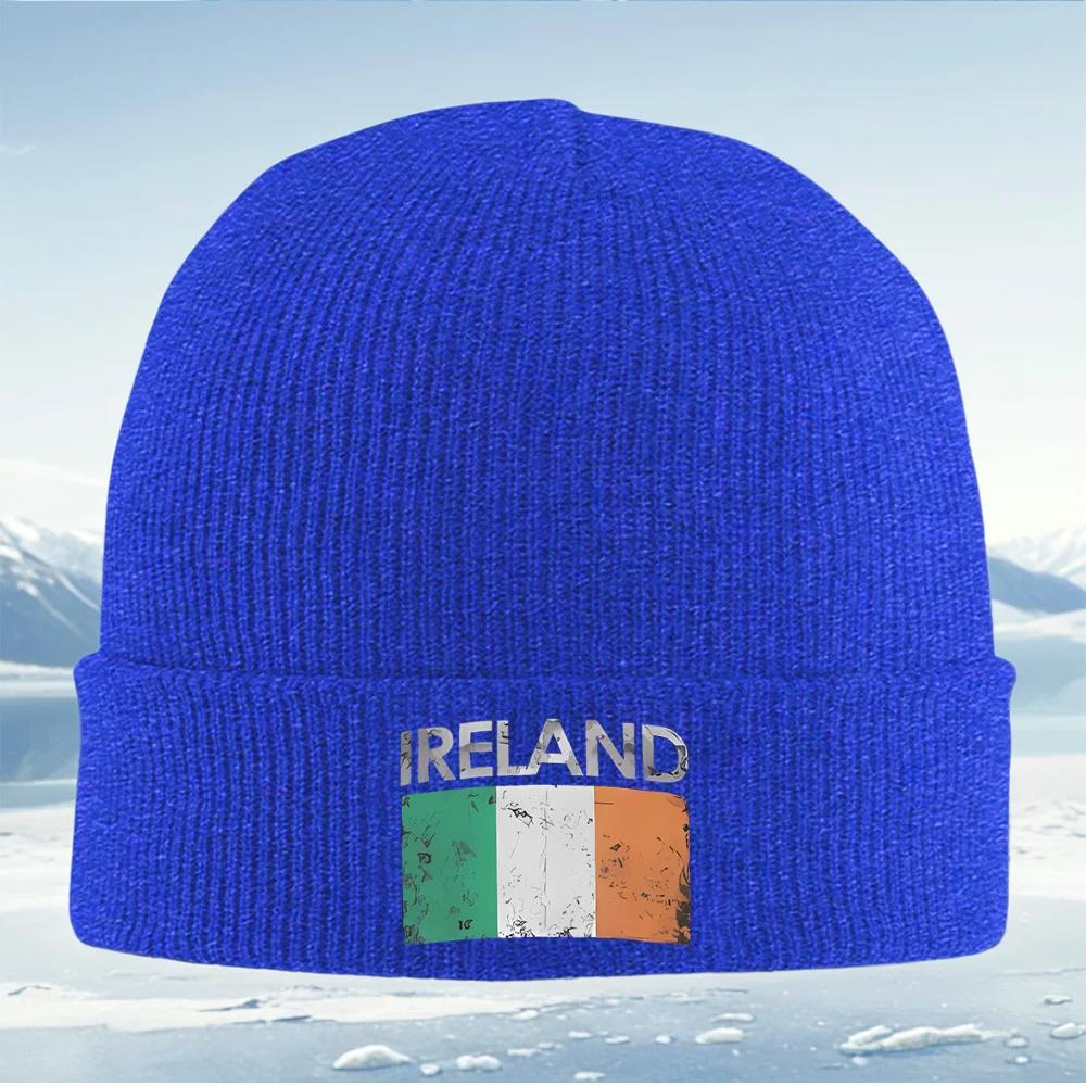 Flag of Ireland with white green orange Unisex Women Unisex Knitted Hat Beanie Pullover Cap Winter Thermal Warm Christmas Outdoor C