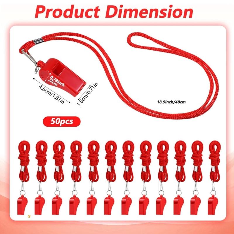 50Pcs Coaches Whistles with Lanyard Sports Whistle Loud Crisp Sound Whistles for Referees,Teachers,Officials, Polices