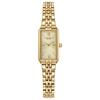 Ladies Eco-Drive Classic Dress Corsso Watch Stainless Steel Rectangular Gold Tone Champagne Dial Jewelry Clasp