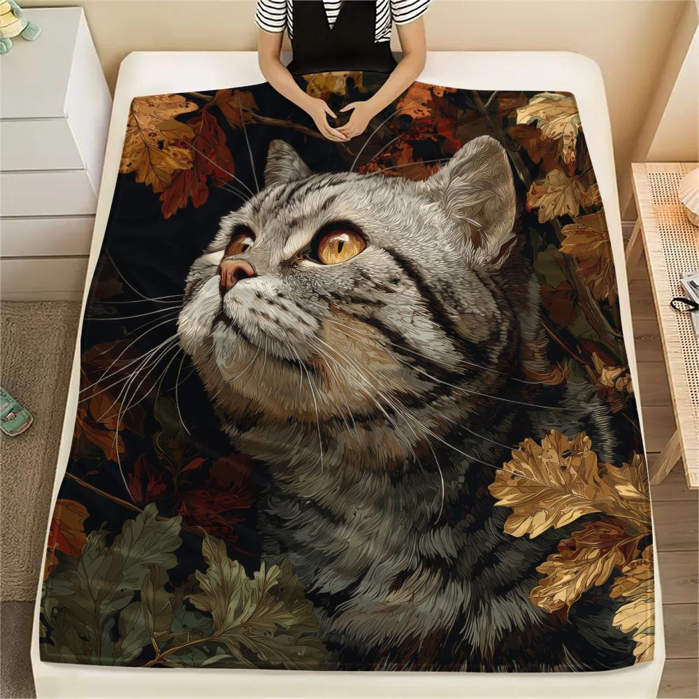 American Shorthair,pattern Flannel Blanket, High Quality Comfortable for All Seasons, Home Decor, Warmth and Comfort, Perfect for Gifts.