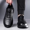 High-top Mens Leather Casual Shoes Fashion Motorcycle Sneakers Lace-up Walking Shoes Leisure Walk Male Treking Footwear Trainers