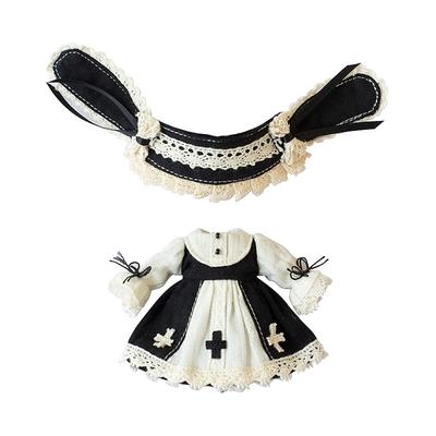Obitsu 11 OB11 Größe Kostüm Obitsu Puppe 11cm Körperkleid Kleid süß mit Hasenohren 2 Stück Set 3 Farben (schwarz)