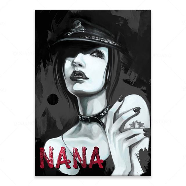 Solid Wood Frame Anime Black Stone Nana Canvas Poster Art Painting and Wall Art Picture Print Modern Family Bedroom Decor Posters